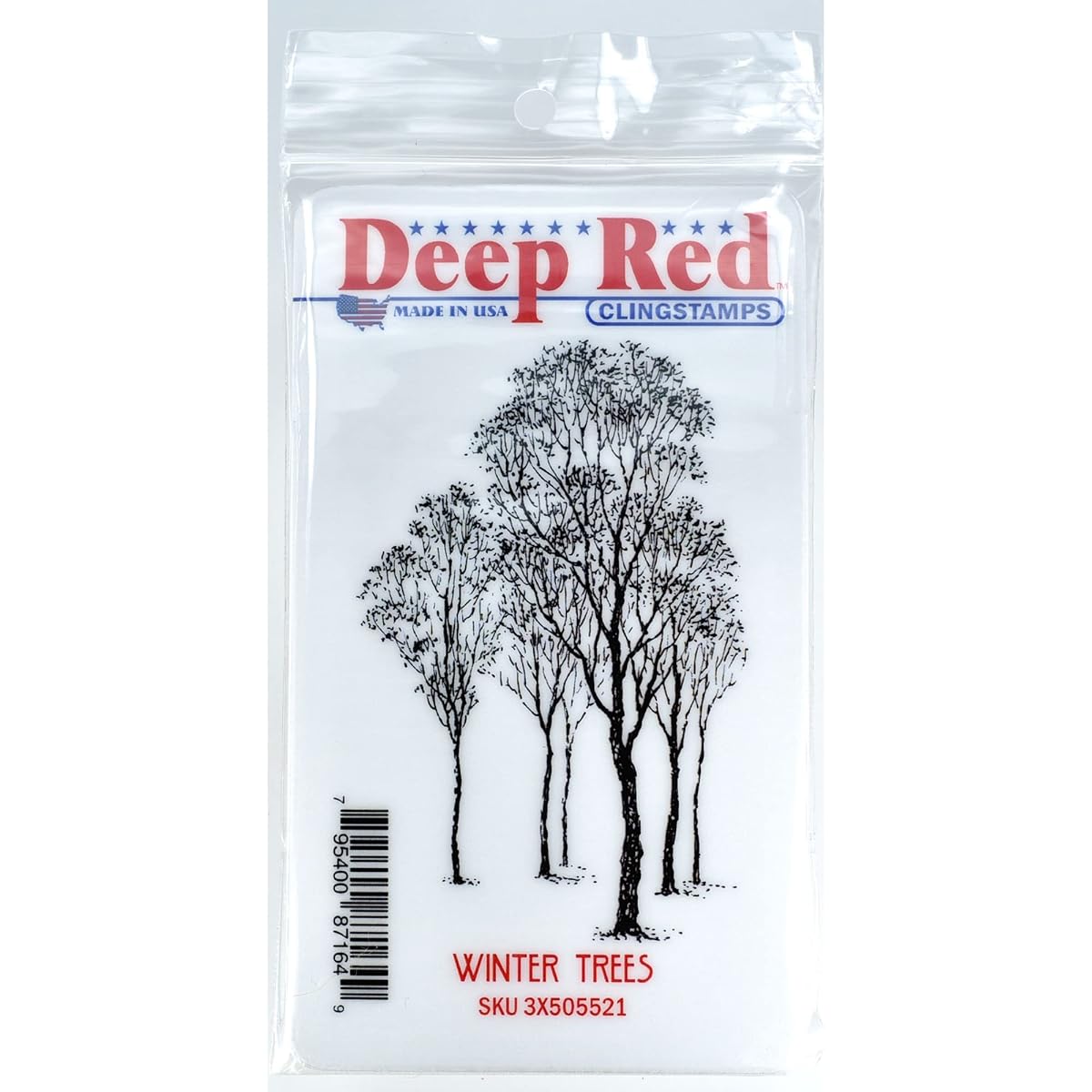 Deep Red Stamps 3X505521 Cling Stamp, 2 x 3, Winter Trees, Red by Deep Red Stamps