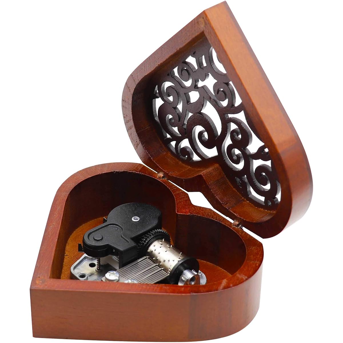HOLLY TRIP Vintage Music Box Heart Shaped Wooden Mechanism Wind Up Music Box Christmas/Birthday/Valentine's Day Gift Melody Castle in the Sky
