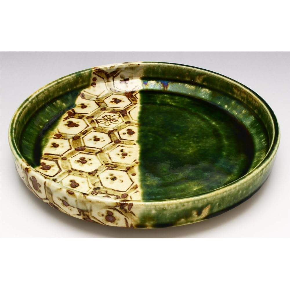 Mino ware "Nakagaki Renji" 7 inch deep plate Oribe tortoiseshell crest diameter approx. 21cm (in gift box) Made in Japan 043-0090