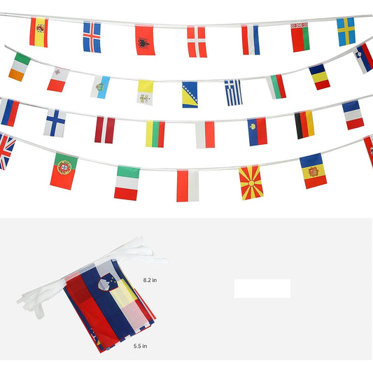 43 European Countries String Flags, International Country Flag Banners, World Cup, Sporting Events, International Festivals, Bar and Sports Club Decoration