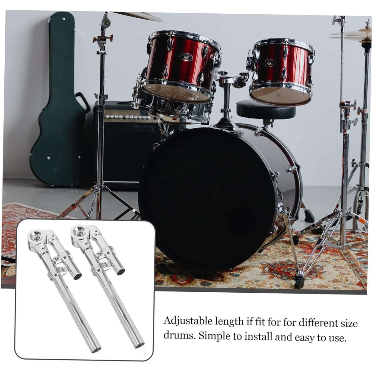 Parliky 1 Pair Metal Brackets Drum Rack Water Suspension Stand Water Hose Holder Stand Performance Display Bracket Stand Tom Drum Performance Display Hardware Light Drum Kit Silver