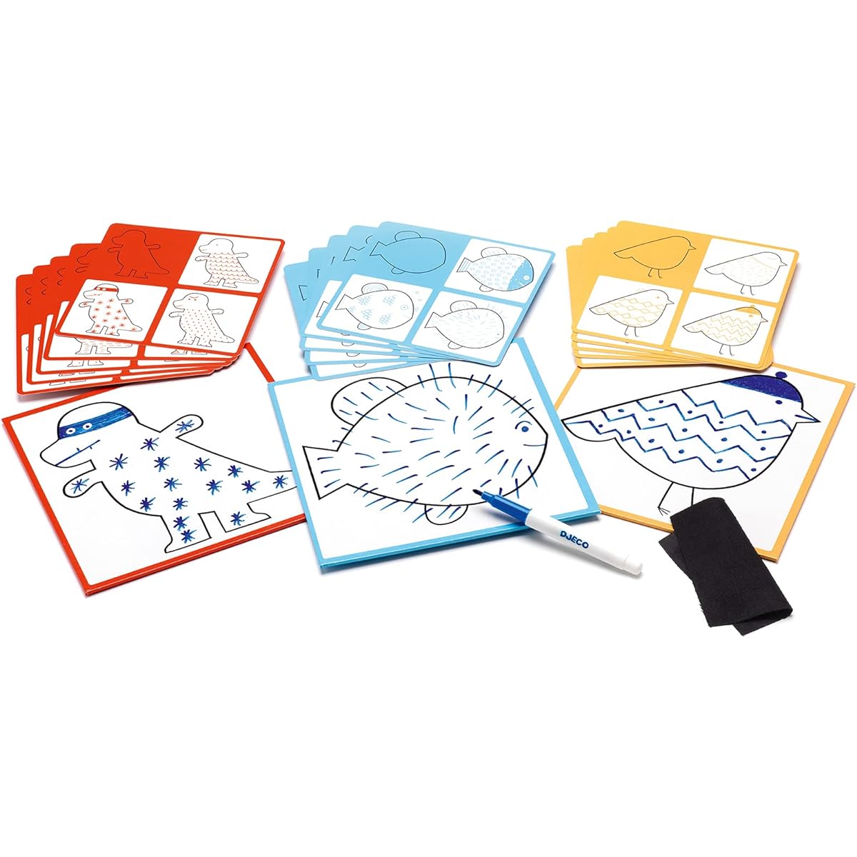 Drawing Toy Practice Drawing Set Board Pen Coloring Educational Toy for Children 3 Years Old 2 Years Old 4 Years Old [DJECO Step by Step Graph & Go] (DJ08324)