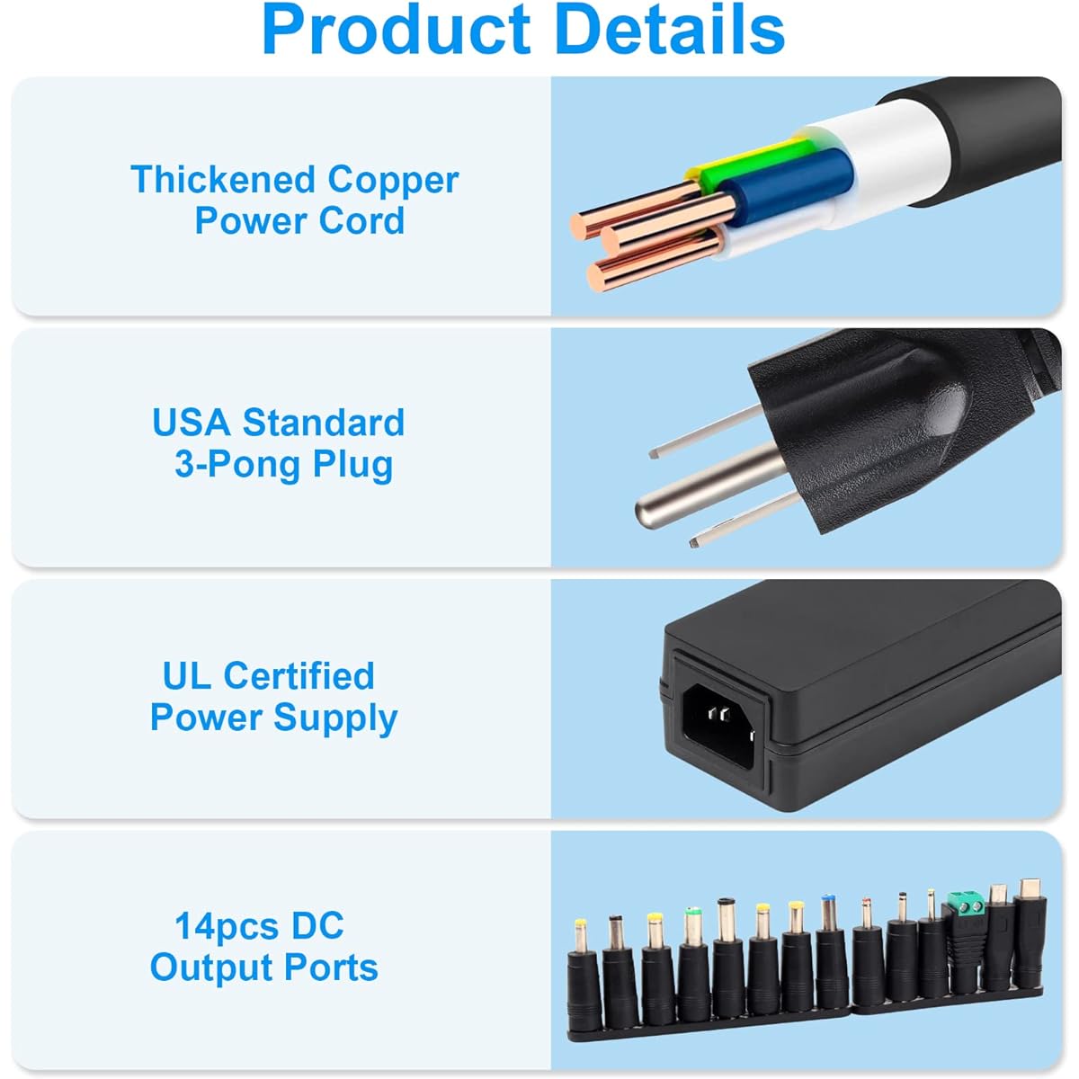 Auplf 12V 5A Power Supply AC/DC Adapter UL Certified AC 100V-240V to 12 Volt Power Converter Transformer with 14DC Chip US Plug 12 Volt 5 Amp Power Adapter for LED Strip Monitor Security