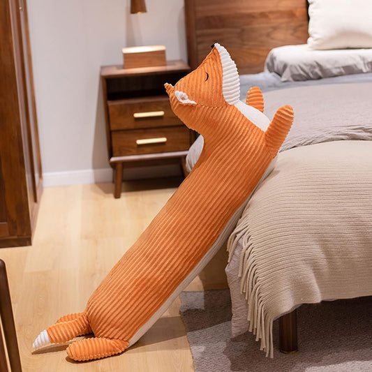 43 Inch Fox Plush Long Pillow Orange Hugging Pillow Animal Doll Cartoon Body Sleeping Long Pillow Stuffed Home Sofa Cushion Decor 43 Inch