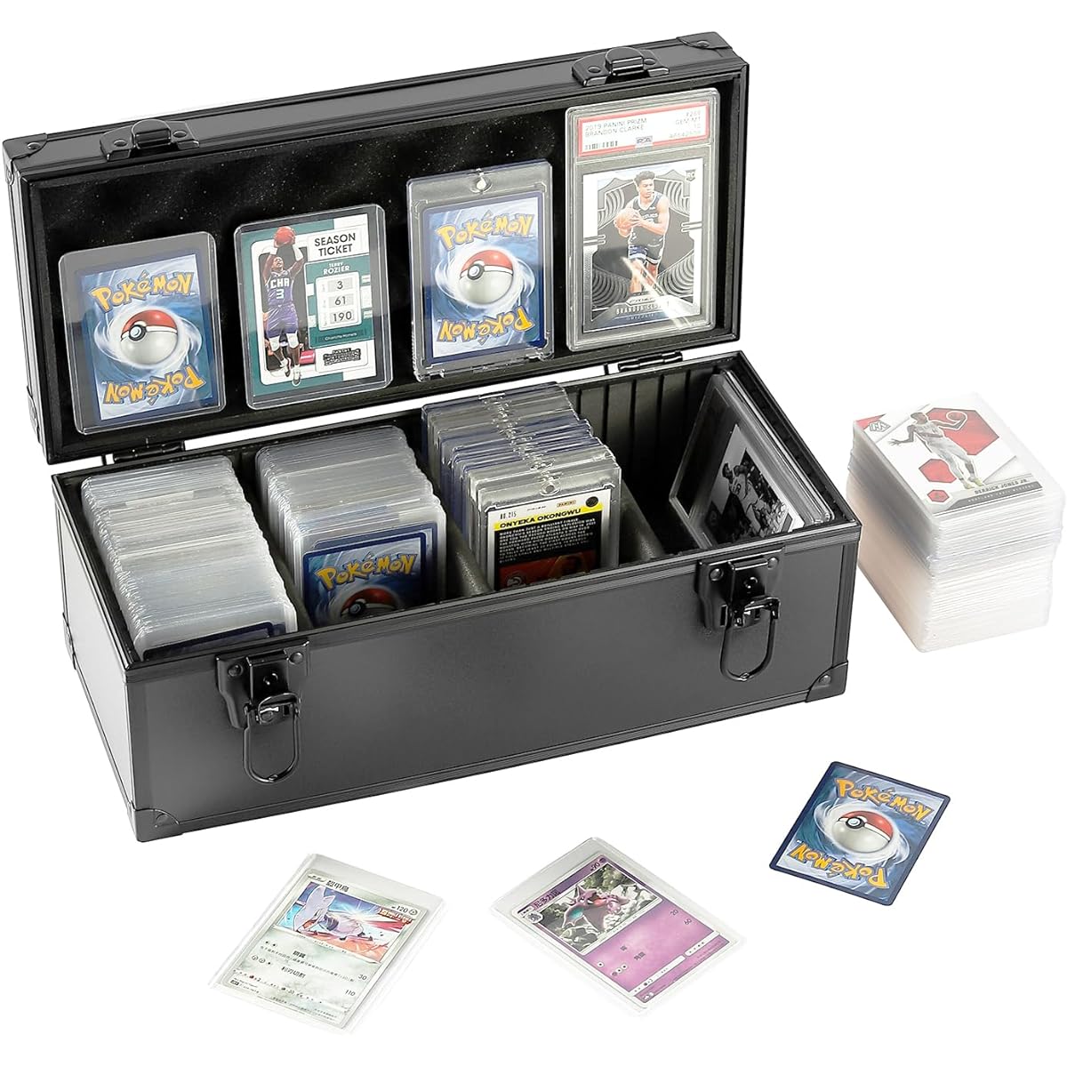 Azamou Toploaders Storage Box 3" x 4" 35pt Hard Cards, Trading Cards, Sports Cards, Graded Cards with 3 Sponge Partitions (Holds 300 Toploaders) Also Fits PSA BGS Rated Cards