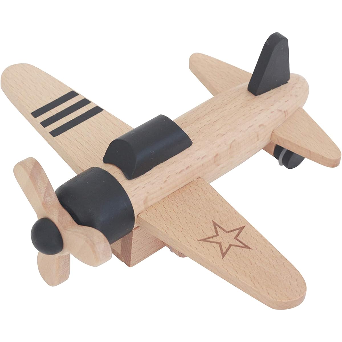 kiko+ Hikoki Wooden Pullback Jet Plane Propeller (Black)
