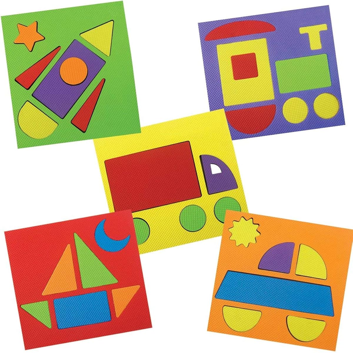 Imagimake Shape Building Activity Kit and Puzzle (2 years+) for learning shapes, sizes and fine motor skills, vehicle theme, 8mm foam (multi-coloured)