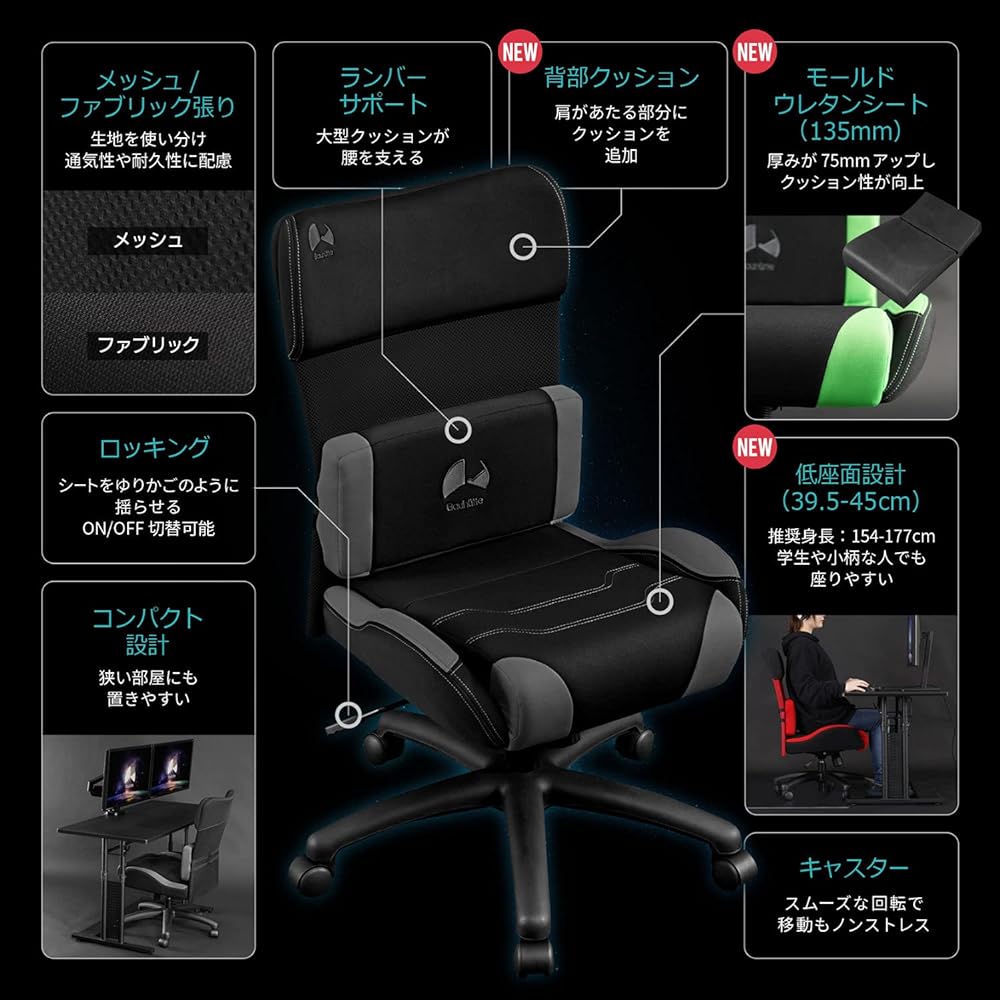 Bauhutte Gaming Chair G-510-BU Fabric Mesh