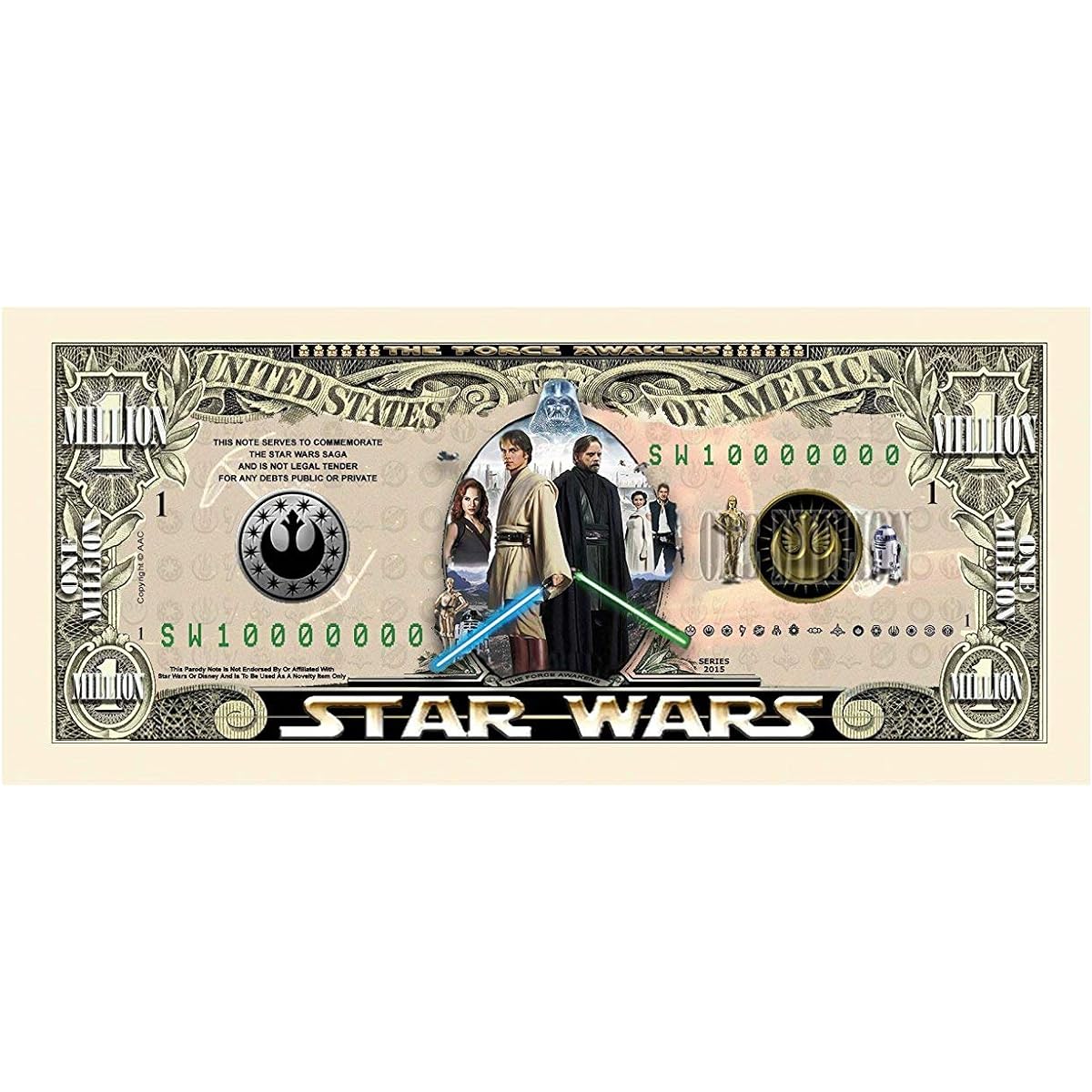 Set of 50 Limited Edition Star Wars Collector's Million Dollar Bills