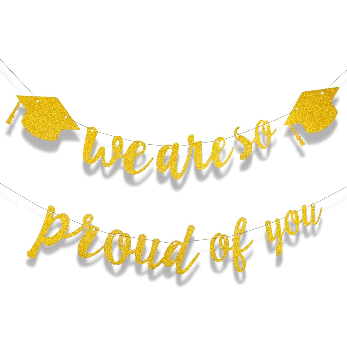 LUTER Gold Glitter Banner Kit, We Are So Proud of You Banner with Graduation Cap, Gold Letter Banner for Graduation, Graduation Ceremony, Graduation Party Decorations 2022