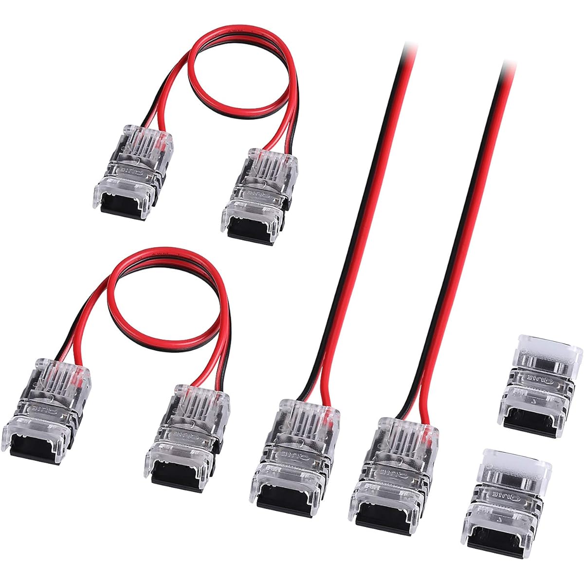 TORCHSTAR COB Connector 10mm LED Strip Light 2 Pin 7.87 Inch 20AWG Wire Angle Corner Connector Light Extension Kit DIY Strip to Pigtail Connector