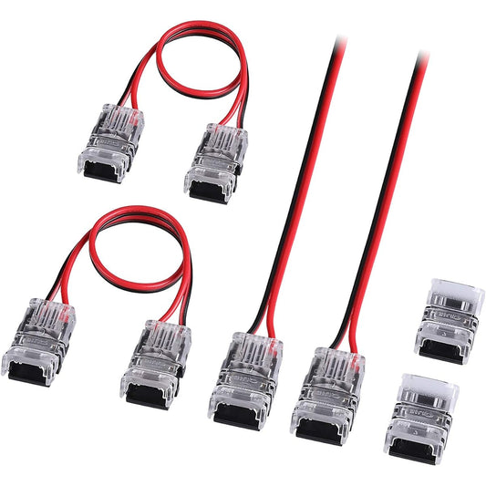 TORCHSTAR COB Connector 10mm LED Strip Light 2 Pin 7.87 Inch 20AWG Wire Angle Corner Connector Light Extension Kit DIY Strip to Pigtail Connector