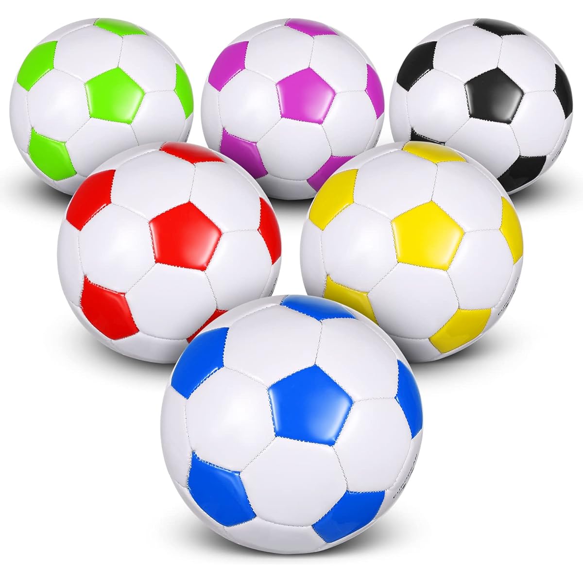 Deekin Soccer Balls with Pump, Pack of 6, Outdoor Sports Soccer Balls, Machine Stitched Balls for Games, Training Practice (Size 4)