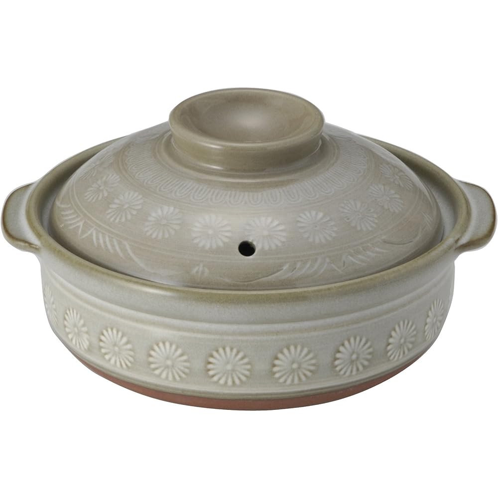 Ginpo Pottery [Authentic Product] Ginpo Hanamishima Stain Resistant Earthen Pot IH Compatible Open Fire Compatible Size 8 For 2-3 People Heat Retention Banko Ware Made in Japan 26081