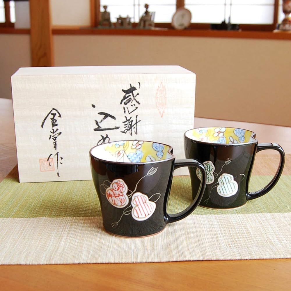 Retirement Gift Gift Couple Mug Pair Gratitude Retirement Gift Good Health Six Gourd Colors Arita Ware Made in Japan For Gifts
