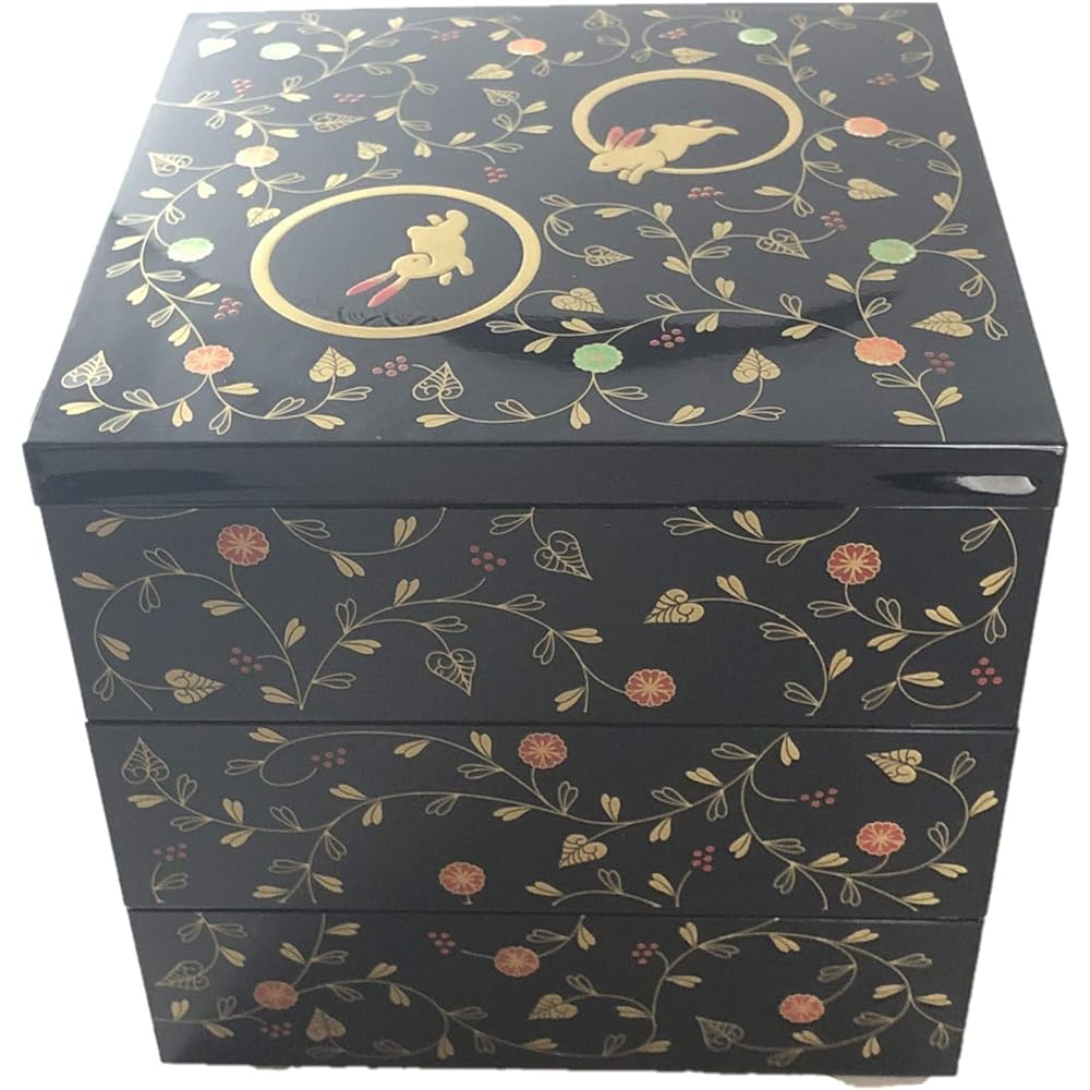 Rabbit arabesque 6.5 three-tier heavy Kurouchi vermilion 8R-314