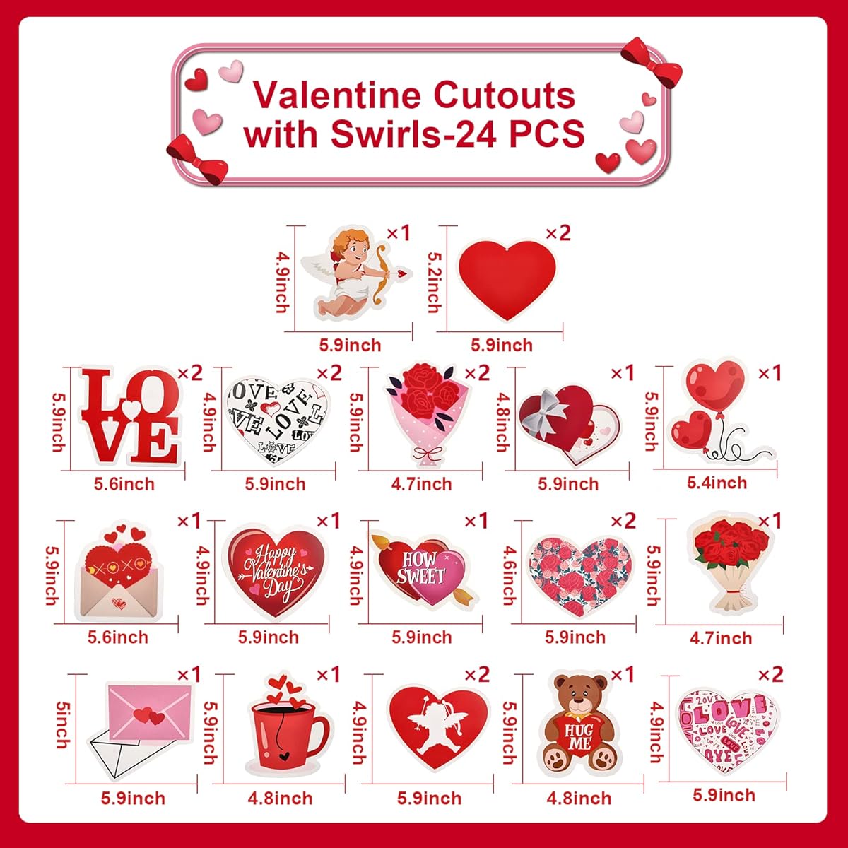 Valentine's Day Hanging Swirl Decoration Foil Swirl Ceiling Decoration Conversation Heart Bear Cupid Romantic Sign Decoration