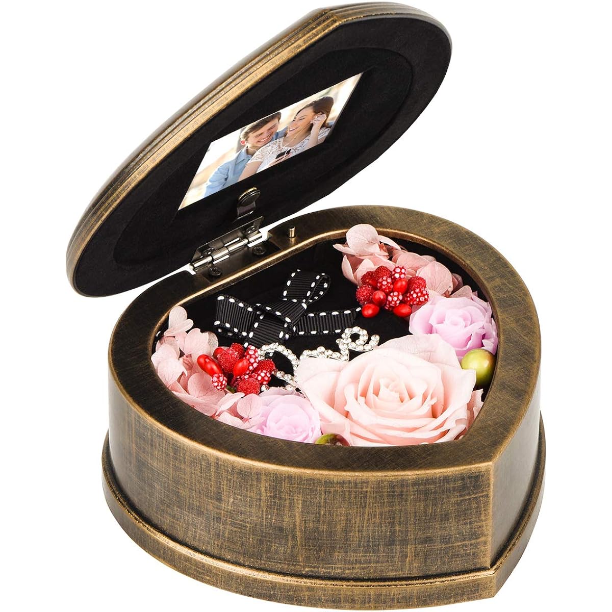 EINID Handmade 3 Forever Rose Flowers with Music Box for Wife's Birthday (Musical Pink Rose)