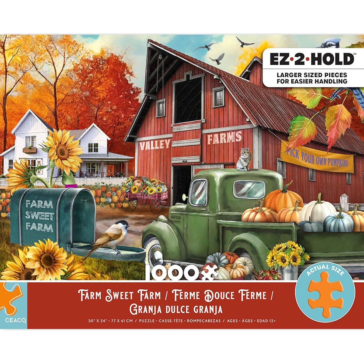 Ceaco - Farm Sweet Farm - 1000 Jumbo Piece Jigsaw Puzzle