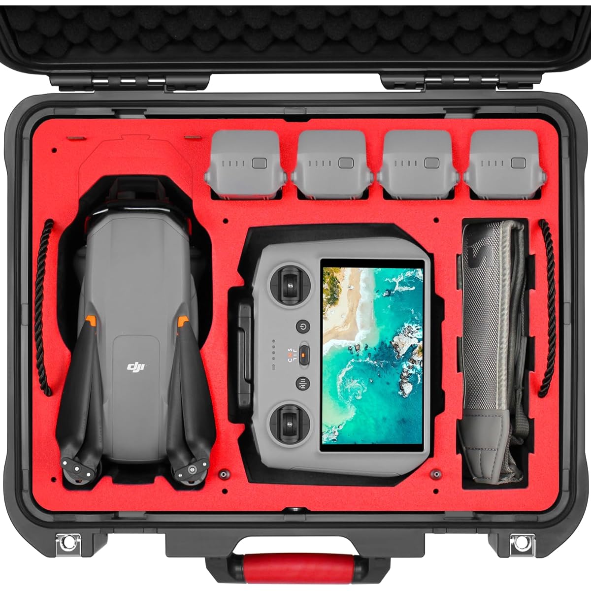 SYMIK P400-A3TL Air 3 Triple Layer Waterproof Hard Carrying Case for DJI Air 3/Fly More Combo, Compatible with DJI RC 2/RC-N2/ RC Pro Remote Control, Compatible with Landing Pad, iPad, Accessories