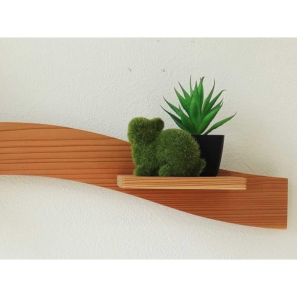 Kawai Kougyou Humyhumy Wall Shelf WAVE Short Cloud Natural 4711 <Body> Approx. Width 50 x Height 5.5cm, <Shelf Size> Approx. Width 12 x Depth 9cm