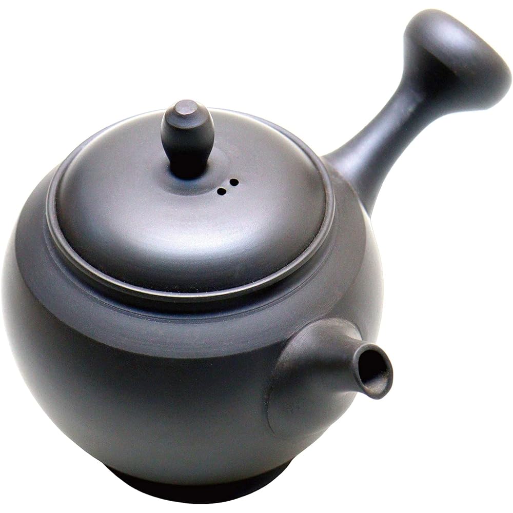 Yamakiikai Fire Kiln Elevated Pot Shape Plain Teapot KZ07 Black 120ml
