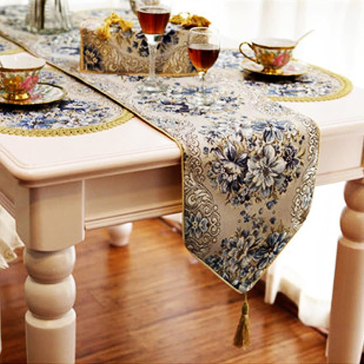 Table Runner Embroidered Table Center Table Top 28*270cm Decoration Cabinet Table Center Dining Table Runner Luxurious Jacquard Nordic Washable Durable Decoration Simple Banquet TV Stand Placemat Blue 28*160cm Blended zjp