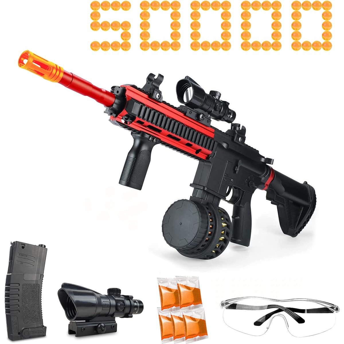 Gel Splatter Blaster Automatic Splat Ball Blaster OB Blaster Splatter with 50,000 Balls Black