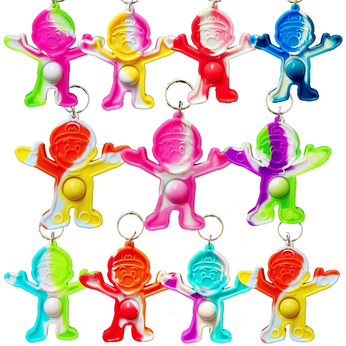 Mini Pop Fidget Keychains Gifts for Boys and Girls Party Favors and Classroom Prizes (20 Pack Bulk Marie)