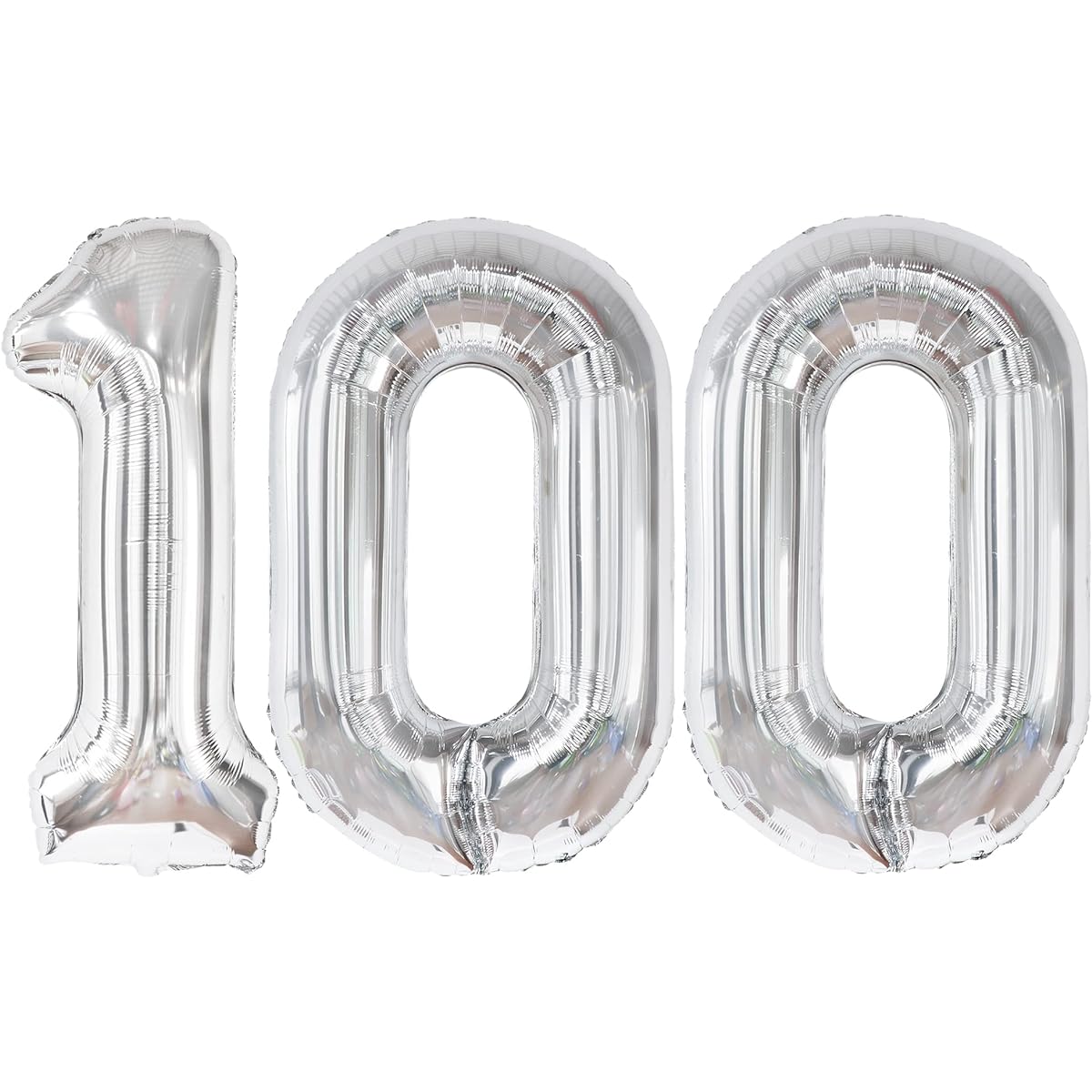 KatchOn Giant Silver 100 Balloons Numbers - 40 Inch 100K Balloons for Social Media | 100 Number Balloons Silver for 100th Birthday Decorations | 100th Birthday Party Supplies