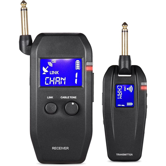 Wireless Guitar System Guitar Wireless System 4 Channel Built-in Battery Supports Mute Function (Color: Black, Size: One size)