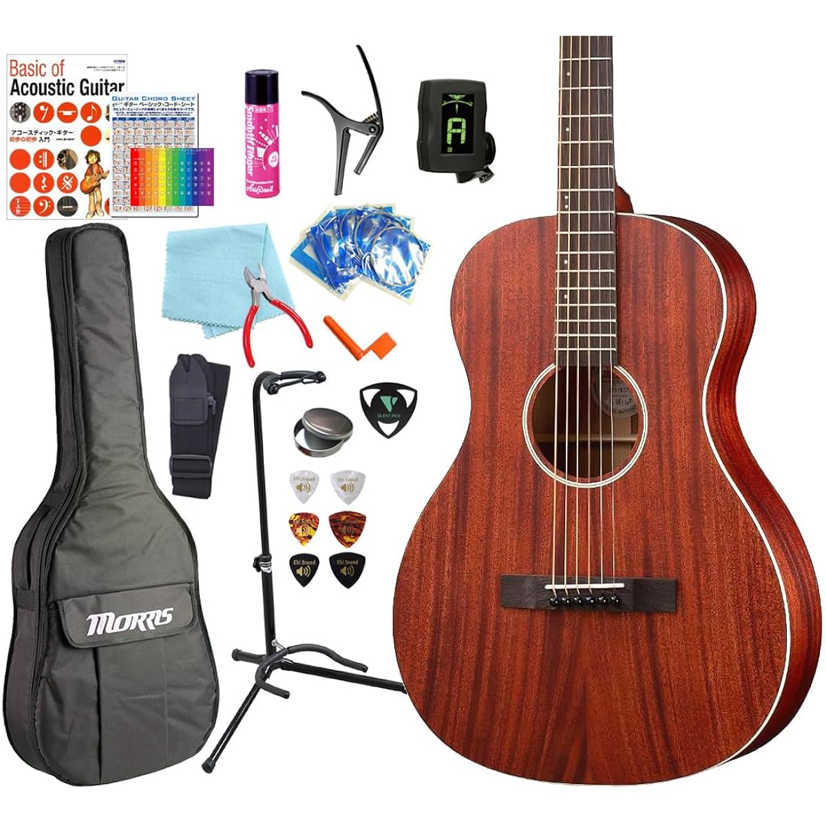 Morris Y-023 MH Acoustic Guitar for Beginners 17-piece Set Acoustic Guitar New Yorker Parlor [98765]