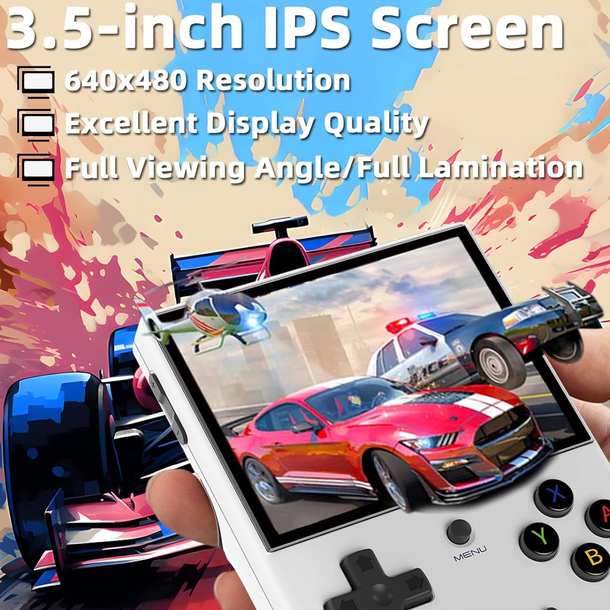 RG35XX Plus Handheld Game Console 3.5 Inch IPS Retro Game Console Classic Emulator Handheld Game Console Pre-Installed Handheld Game System White