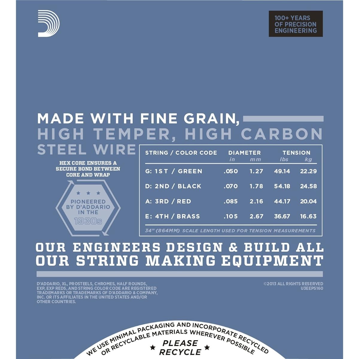 D'Addario Bass Strings Pro Steel Long Scale .050-.105 EPS160 x 5 Set [Domestic Genuine Product]