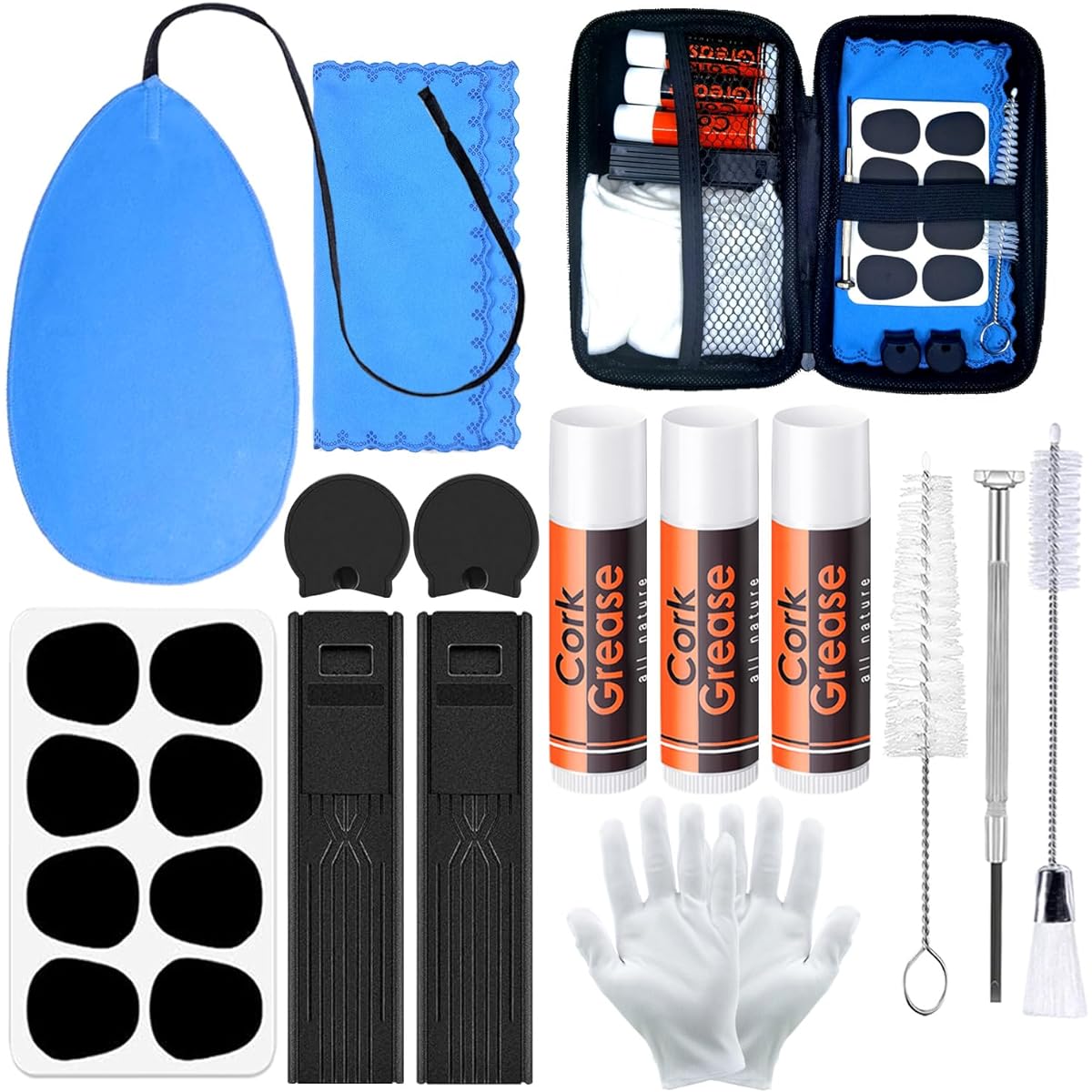 Clarinet Cleaning Kit 23 Pieces All in One Clarinet Clean Kit Clarinet Swab Clarinet Reed Cork Grease Thumb Rest Clarinet Wind Instrument Clarinet Care Accessories Maintenance Kit