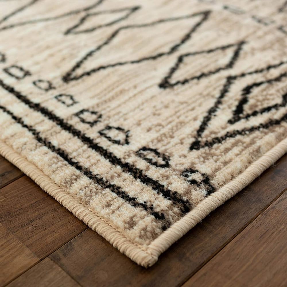 Sayan Sayan Geometric Handwritten Rug Mat Carpet Stitch Line 200x250 3 Tatami Ivory