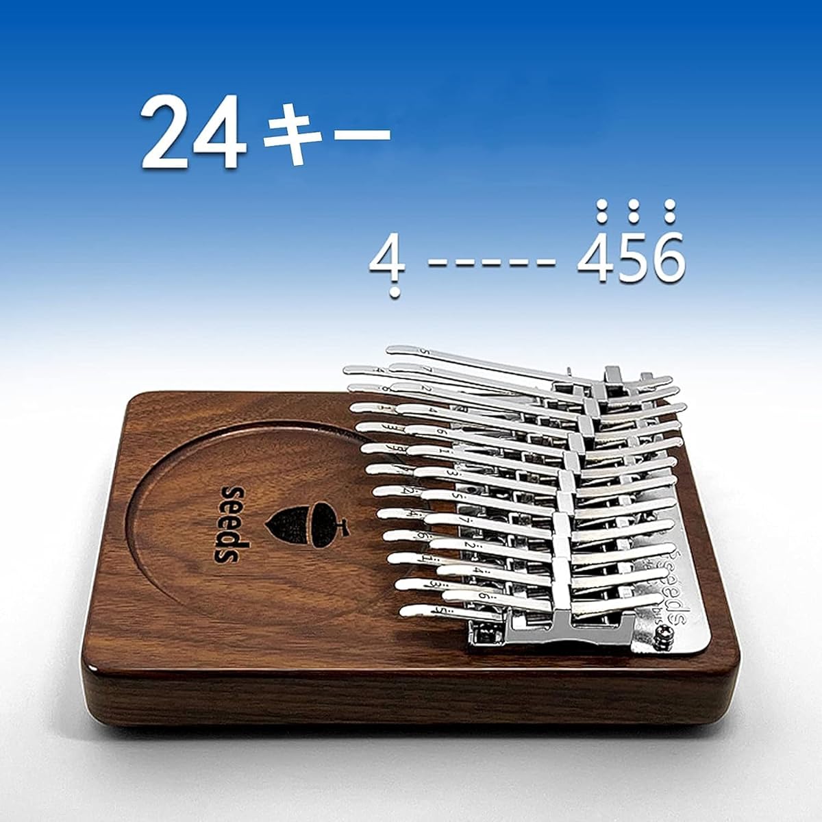 seeds Kalimba 24 Keys Lightweight Thumb Piano Beginner Set (2-Tier Walnut)