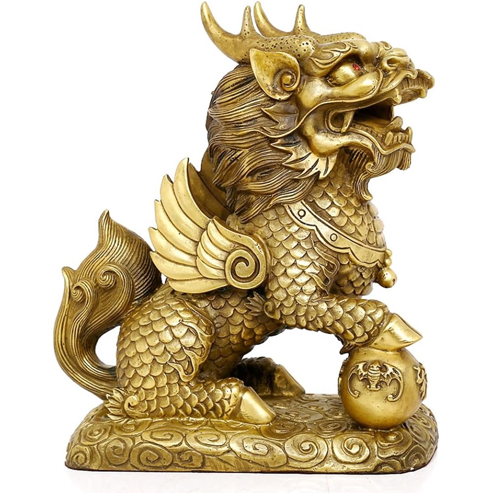 Kirin Good Luck, Pair, Copper Feng Shui Goods, Feng Shui Figurine, Feng Shui Goods, Giraffe Interior Charm, Set of 2, Good Luck Feng Shui Item, Amulet, Money Luck Prayer, Financial Luck, Good Luck, Thank You, New Year Gift (L)