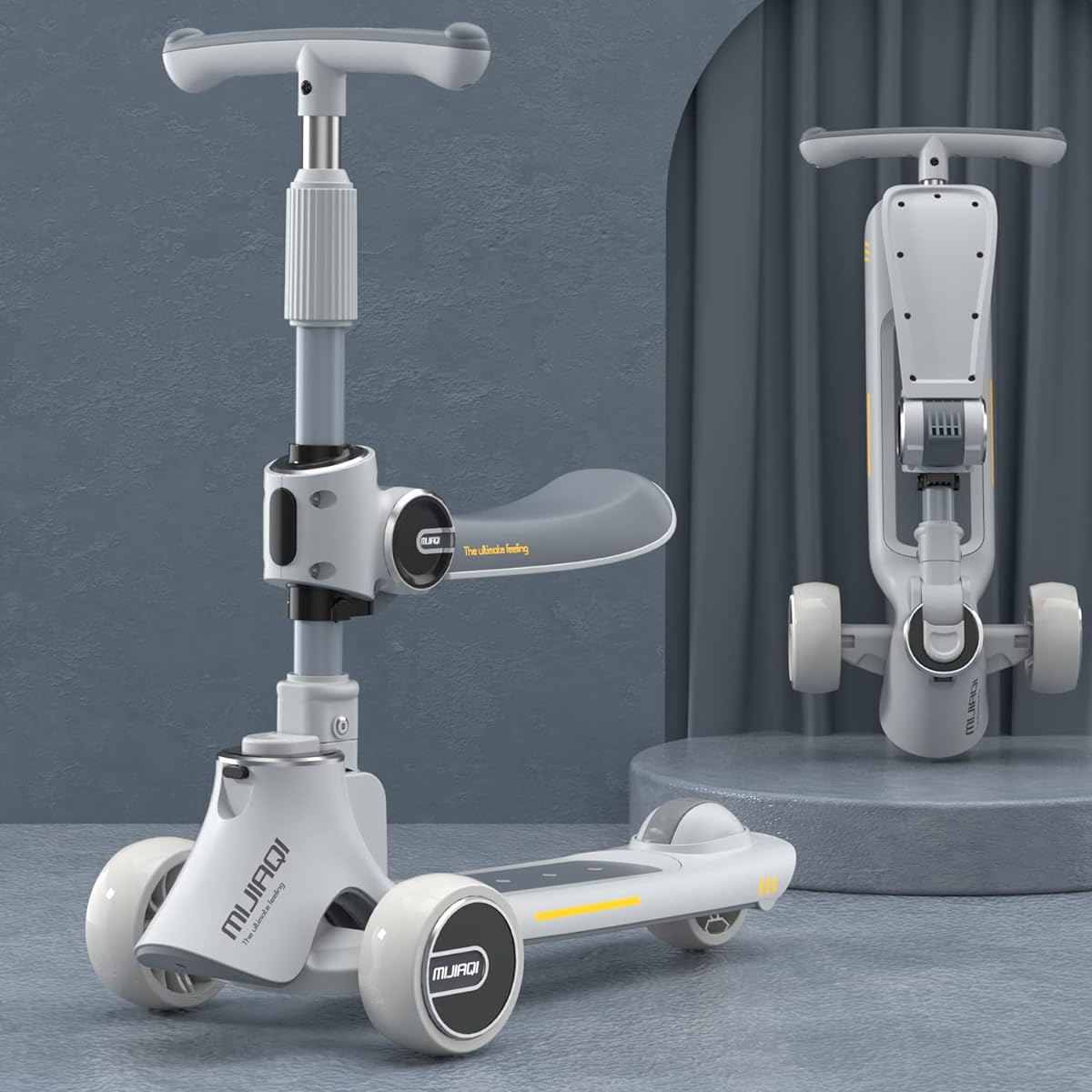 Kids Scooter, Kids Toddler Toy 3 Wheel Foldable Kick Scooter with Adjustable Height, Non-Slip Deck, Flashing Wheel Lights, for Boys and Girls, Ages 2-12
