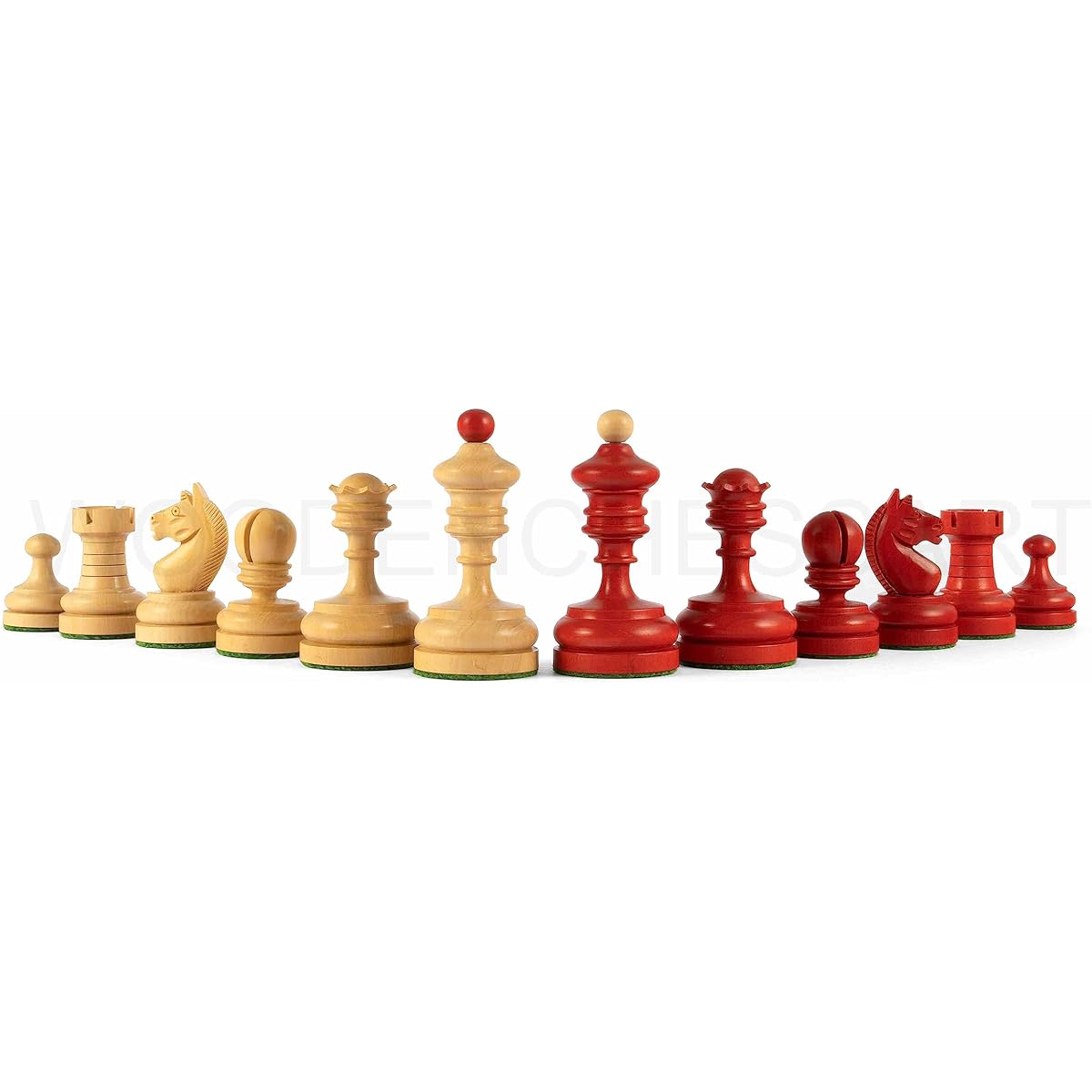 3.5" Vintage 1930 German Knubell Reproduction Chess Piece Only - Weighted (Stained Crimson & Boxwood)