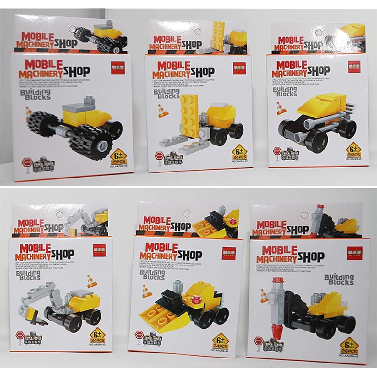 Bottles N Bags Building Block Construction Vehicles for Kids - Mini Toy Construction Kit - Birthday Party Favors & Toys 6 Sets Multicolor building-block-construction-vehicles