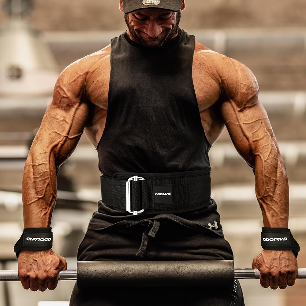 Odoland Weight Training Belt + Power Grip Lifting Belt for Muscle Training