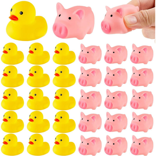 30 Pieces Mini Rubber Ducky Rubber Pig Bath Toy Rubber Pigs Small Rubber Ducky Pig Party Favor Floating Bath Animal Toy