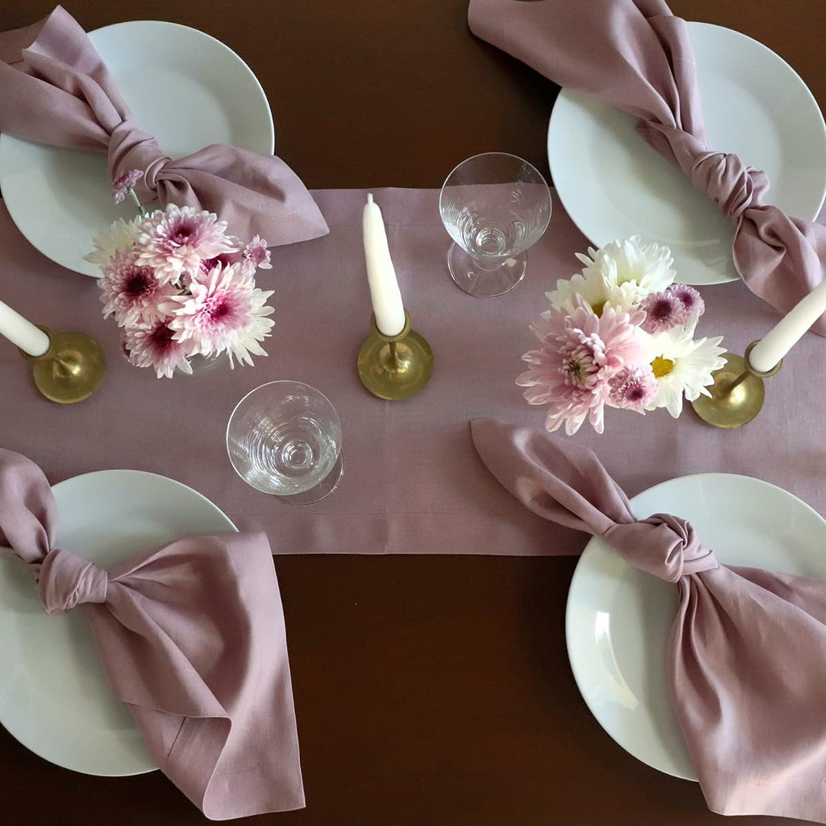 Heather Lavender Lilac Pure Linen Table Runner 14x126 Purple HEA-1045-12b