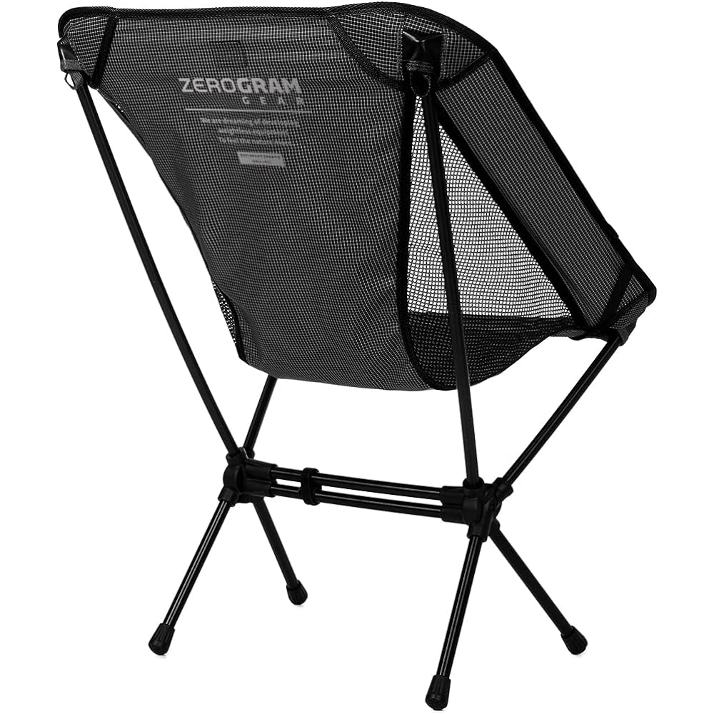 ZEROGRAM BROOKS GROUND RC CHAIR (Black) / 876g Folding chair High strength lightweight pole Recycled material Minimal camping