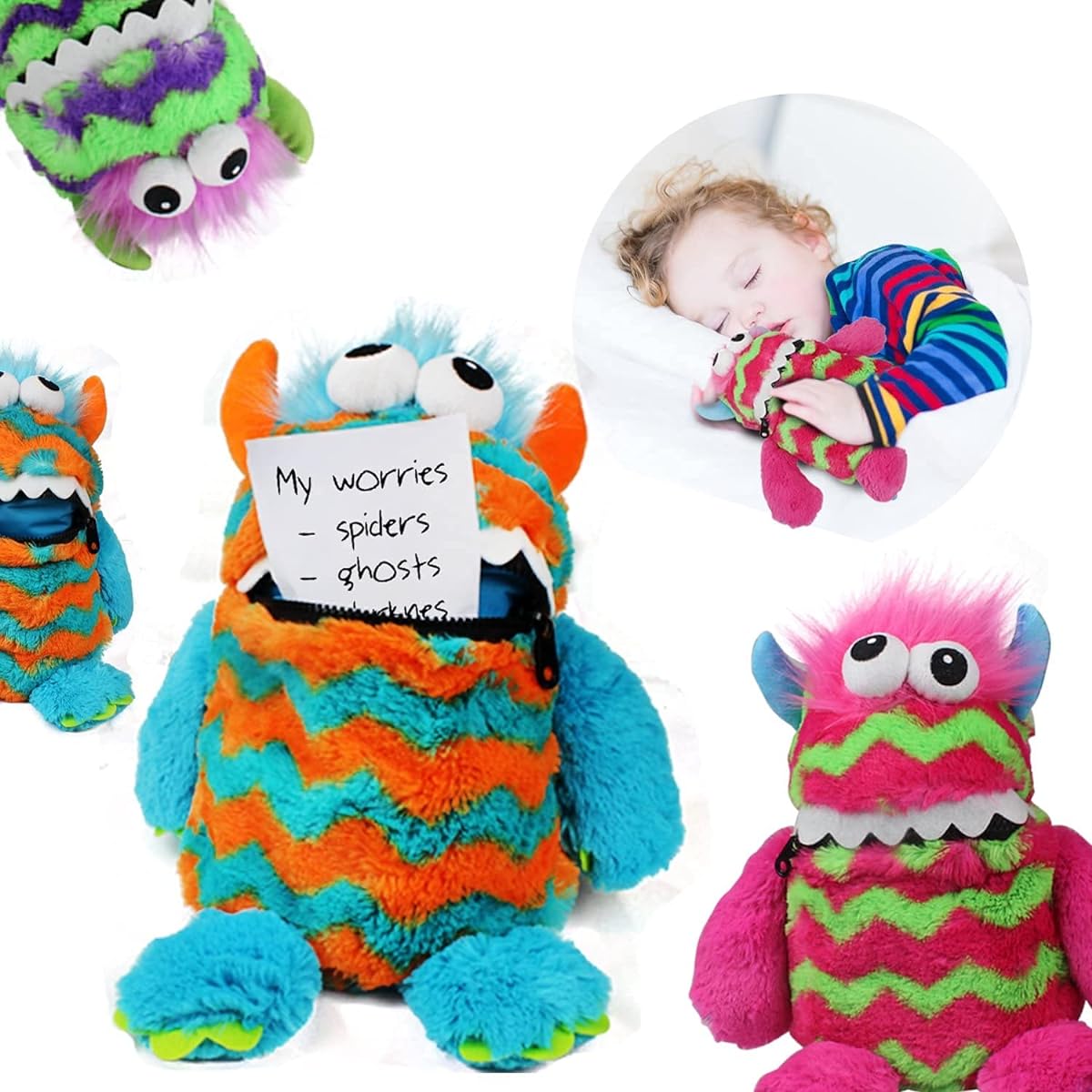 PINK WORRY MONSTER PLUSH TOY RECOMMENDED BY CHILD PSYCHOLOGISTS WRITE DOWN YOUR WORRIES