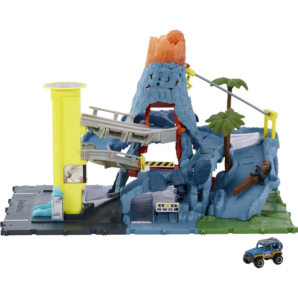 Matchbox Cars Playset 1:64 Scale Toy SUV Cars with Working Functions, Moving Parts, Lights and Sounds, Volcano Escape Set