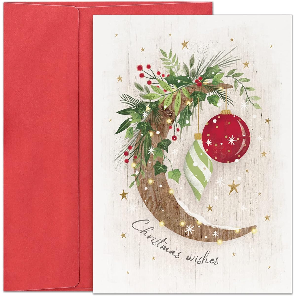 Masterpiece Studios Hollyville 16 Christmas Cards in Commemorative Box, Festive Moon Wishes, 5.6" x 7.8"