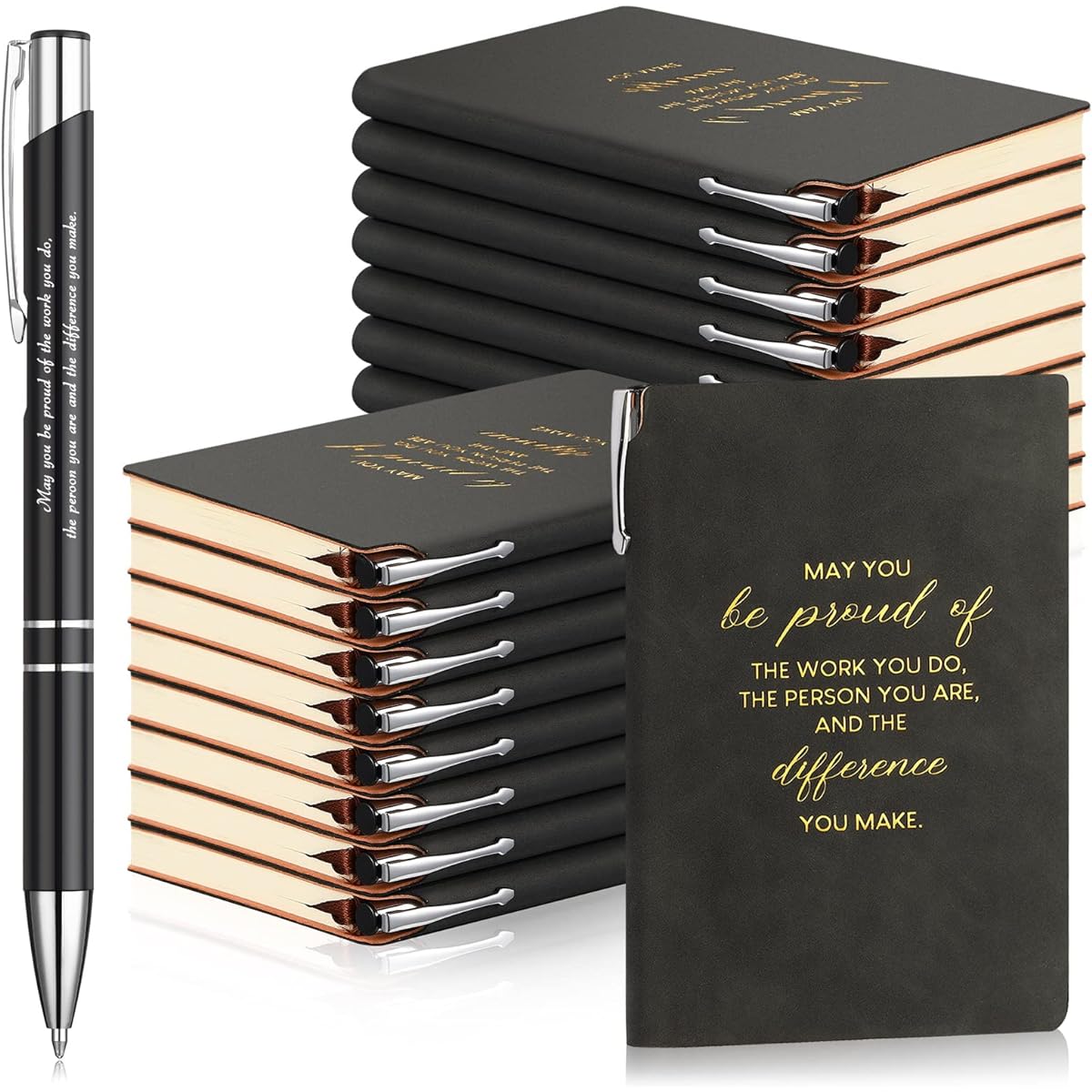 Colarr 20 Set Thank You Gifts Employee Appreciation Gifts Bulk Staff Appreciation Gift Ideas 20 A6 Sheepskin Leather Journal Motivation Pen Inspirational Notes for Women Men Office School
