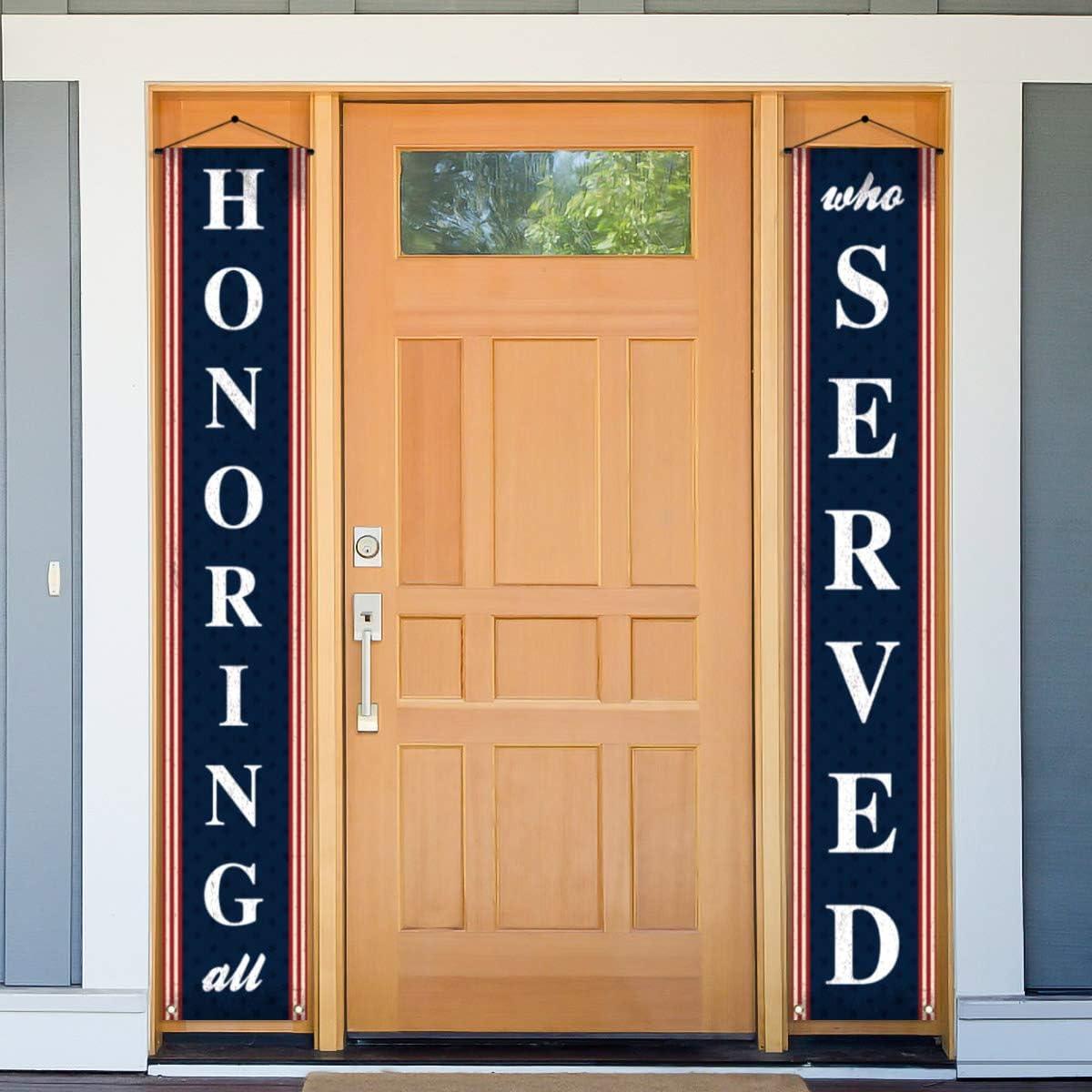 Rainlemon Honoring All Who Served Porch Banner USA Veterans Day Front Door Sign Decor